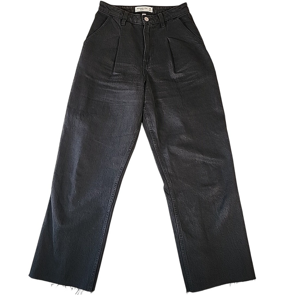 Abercrombie & Fitch Curve Love High Rise Cropped Wide Leg Jeans